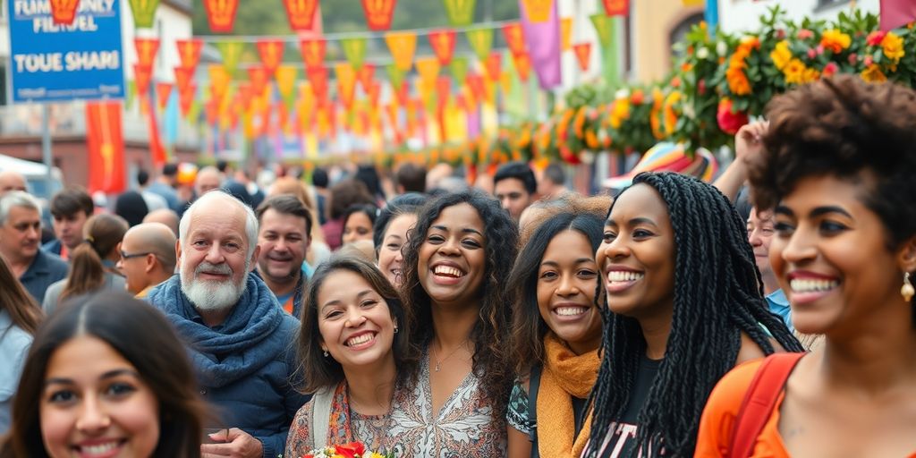 Vielfältiges Festival mit fröhlichen Menschen in Bamberg.