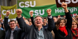 Politische Kundgebung der Bamberger CSU gegen Rot-Grün.