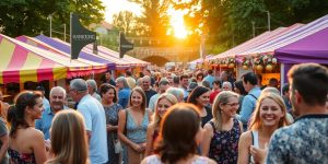 Bamberg Kontaktfestival mit fröhlichen Menschen und bunten Ständen.