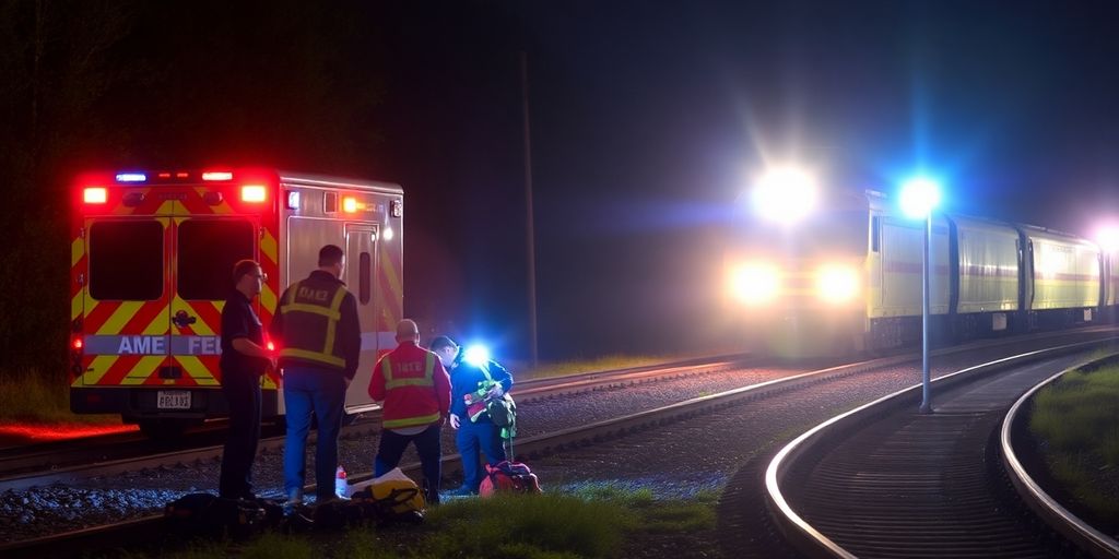 Rettungskräfte auf Bahngleisen bei Bamberg