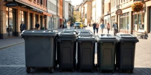 Mülltonnen, entspannte Bürger, aufgeräumte Wege