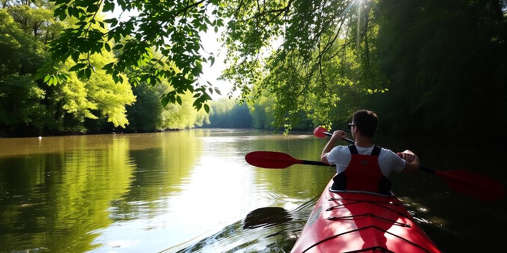 Kanutouristen auf einem Fluss in der Natur