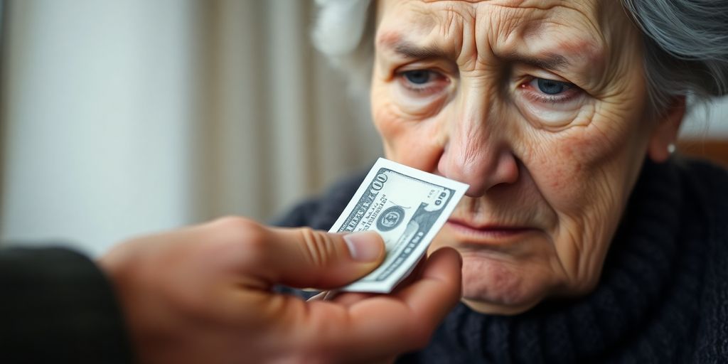 Ältere Frau, Bargeld, Betrug