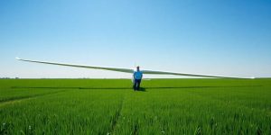 Segelflugzeug auf Feld, Pilot steht daneben, unversehrt