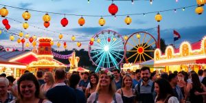 Festzelt mit Menschenmassen