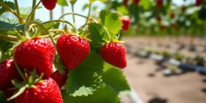 Frische Erdbeeren auf Feld in Bamberg