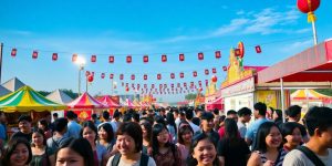 Menschen genießen ein traditionelles deutsches Volksfest
