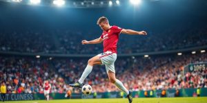 Fußballspieler auf dem Rasen.