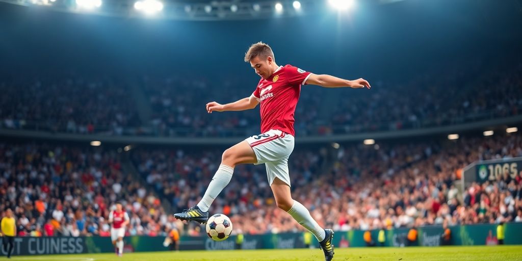 Fußballspieler auf dem Rasen.