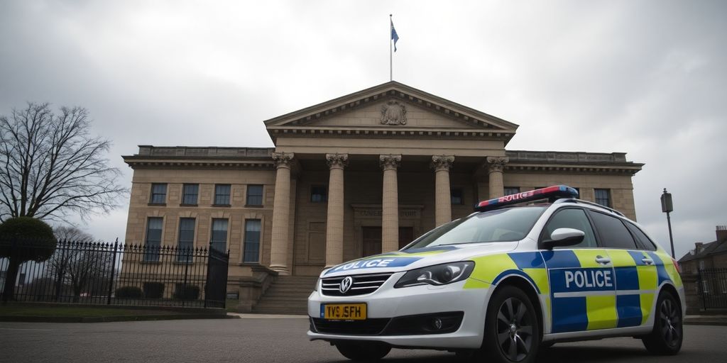 Polizeiauto vor Gerichtsgebäude in Coburg