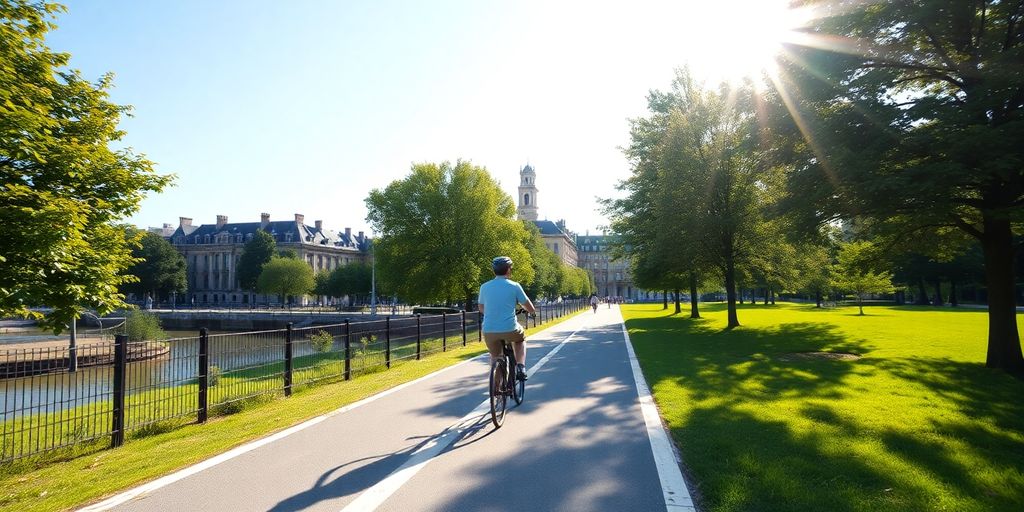 Fahrradfahrer auf markiertem Radweg in Bamberg.