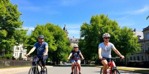 Radfahrer auf Forchheimer Straßen, genießen schönes Wetter.