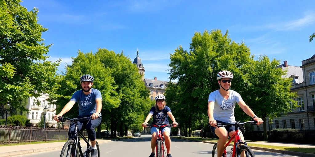 Radfahrer auf Forchheimer Straßen, genießen schönes Wetter.