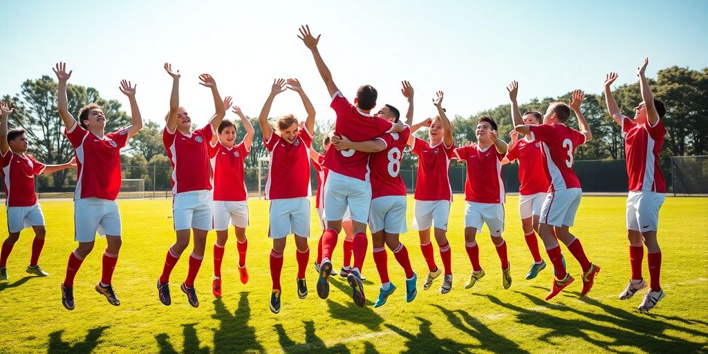 Jubelnde U19-Spieler, Trikots, Aufstieg, Bamberg