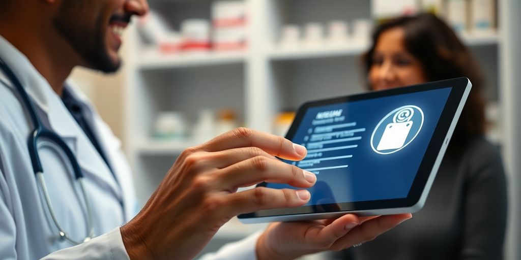 Arzt, Patient, Tablet, Medikamente, Apotheke, grüne Kreuze