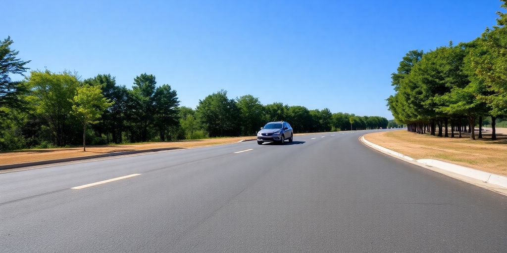 Straße frei, Auto fährt, blauer Himmel, Bamberg