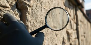 Polizisten untersuchen Schmierereien