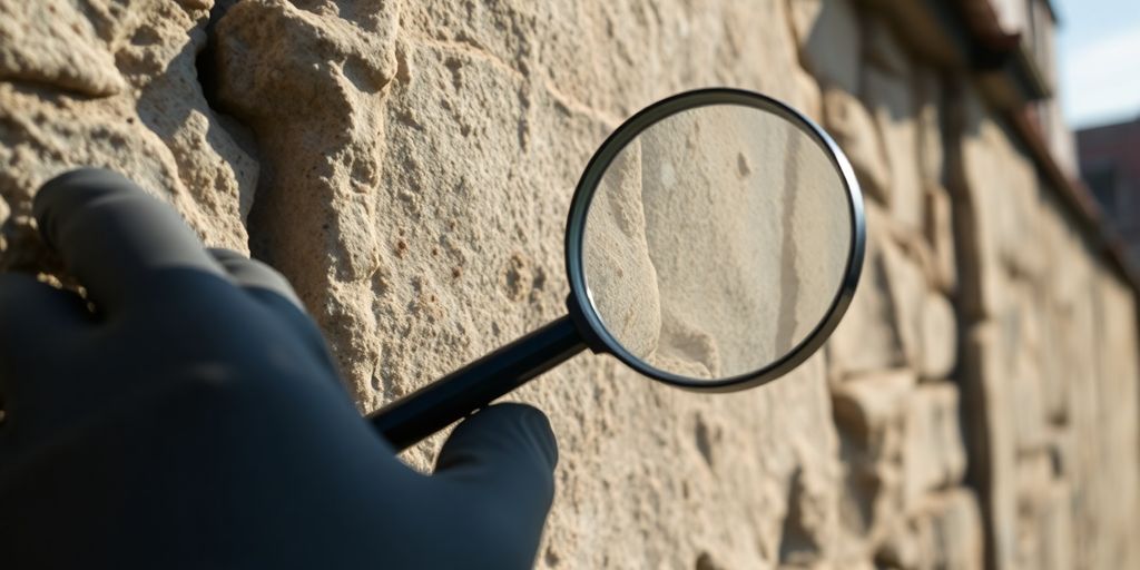 Polizisten untersuchen Schmierereien