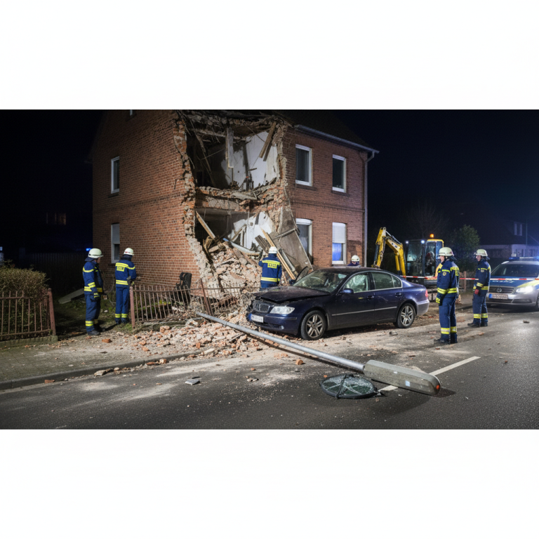 Unfall in Weener: Auto fährt gegen Wand